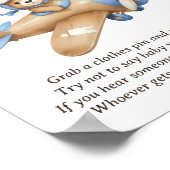 Zeg niet Baby Teddy Bear Pilot Baby shower Game Poster (Hoek)