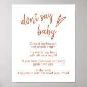 Zeg niet baby teken boho schattig hart terracotta poster (Voorkant)
