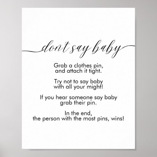 Zeg niet baby teken modern minimalistisch eenvoudi poster (Voorkant)