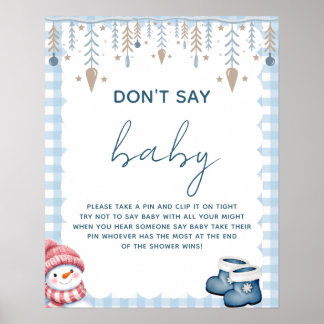 Zeg Niet Baby Winter Baby Shower Spel Bord Poster