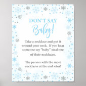 Zeg niet Baby Winter Blauw Douche Game Sign Poster (Voorkant)