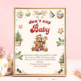 Zeg niet Baby Winter Christmas Baby shower Game Poster