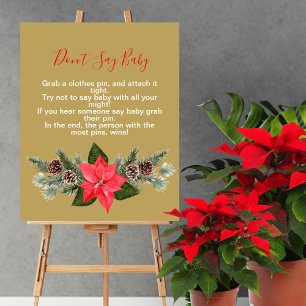 Zeg niet baby Winter Red Poinsettia Pinecone Poster