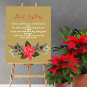 Zeg niet baby Winter Red Poinsettia Pinecone Poster