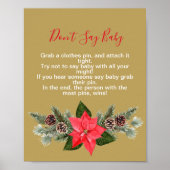Zeg niet baby Winter Red Poinsettia Pinecone Poster (Voorkant)