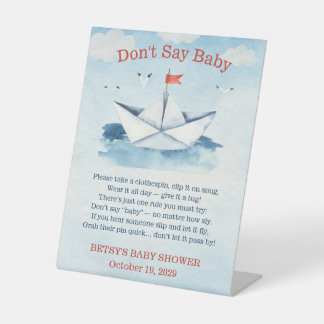 Zeg niet Baby! Zeevaart Boot Baby Shower Spel Reclamebord Met Voetstuk