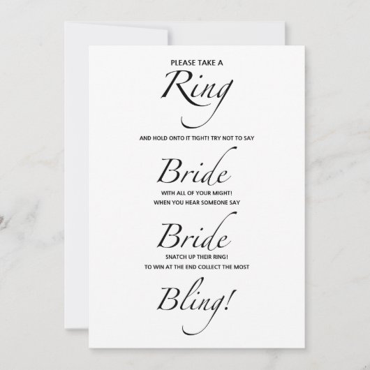 Zeg niet Bride Vrijgezellenfeest Game Kaart (Voorkant)