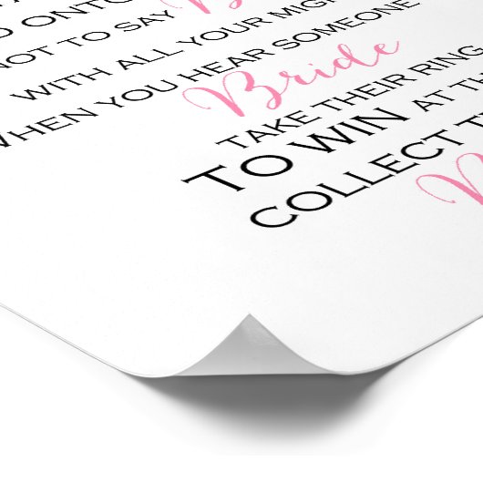 Zeg niet bruid spel bord poster (Hoek)