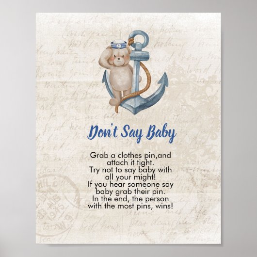 Zeg niet dat baby Ahoy een jongen nautisch thema i Poster (Voorkant)