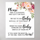 Zeg niet dat baby baby shower roze bloemen teken poster (Voorkant)