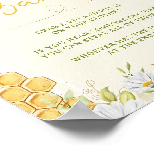 Zeg niet dat Baby-Bumblebee-bijenschotel Poster (Hoek)