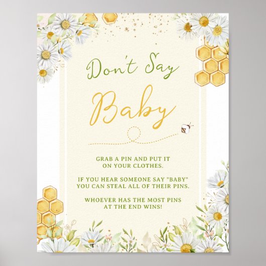 Zeg niet dat Baby-Bumblebee-bijenschotel Poster (Voorkant)