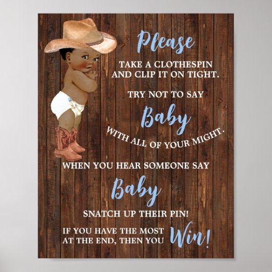 Zeg niet dat Baby Clothespin AA Cowboy Shower Game Poster (Voorkant)