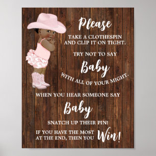 Zeg niet dat Baby Clothespin AA Cowgirl Shower Gam Poster