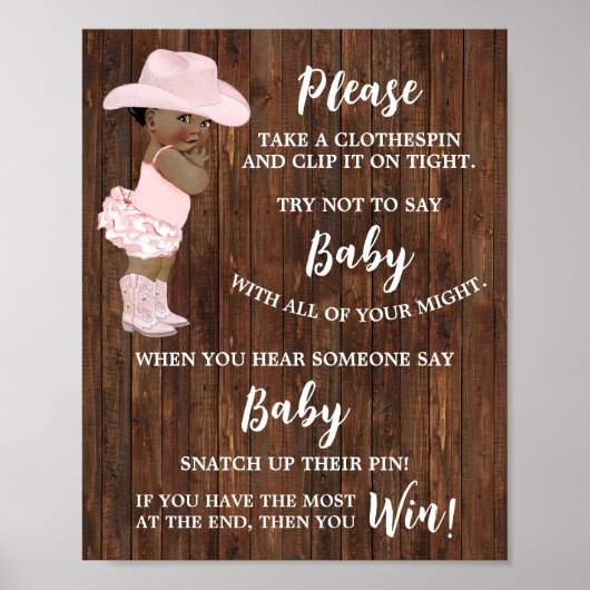 Zeg niet dat Baby Clothespin AA Cowgirl Shower Gam Poster (Voorkant)