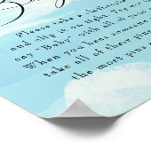 Zeg niet dat Baby game Sky Clouds Blue Baby shower Poster (Hoek)
