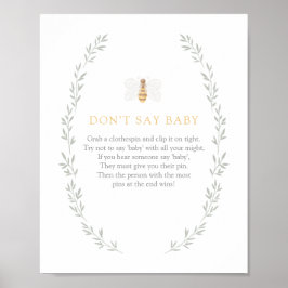 Zeg niet dat Baby gebarentaal Baby shower is Poster