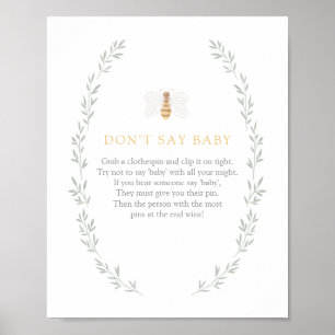 Zeg niet dat Baby gebarentaal Baby shower is Poster