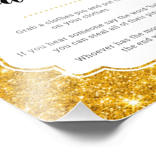 Zeg niet dat Baby Gold Baby shower Game Sign Foto Afdruk (Hoek)