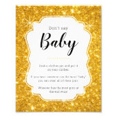 Zeg niet dat Baby Gold Baby shower Game Sign Foto Afdruk (Voorkant)