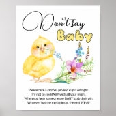 Zeg niet dat Baby kleine baby shower-spelletje Poster (Voorkant)