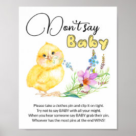 Zeg niet dat Baby kleine baby shower-spelletje Poster