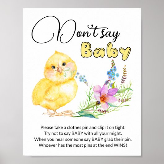 Zeg niet dat Baby kleine baby shower-spelletje Poster (Voorkant)