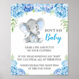 Zeg niet dat Baby Pin Game Elephant Baby Boy Showe Poster