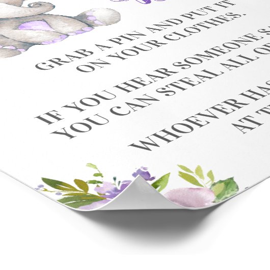 Zeg niet dat Baby Pin Game Elephant Baby Girl Show Poster (Hoek)