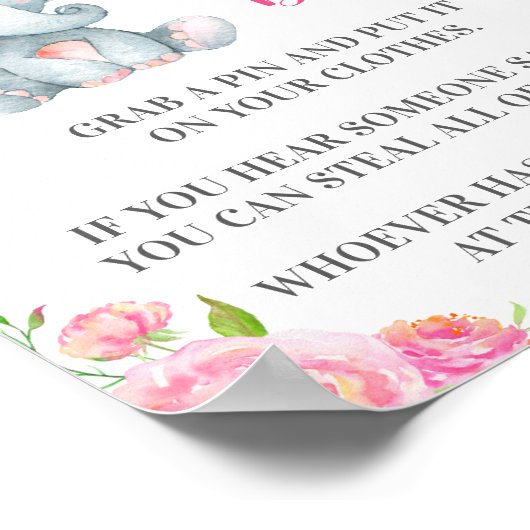 Zeg niet dat Baby Pin Game Elephant Baby Girl Show Poster (Hoek)