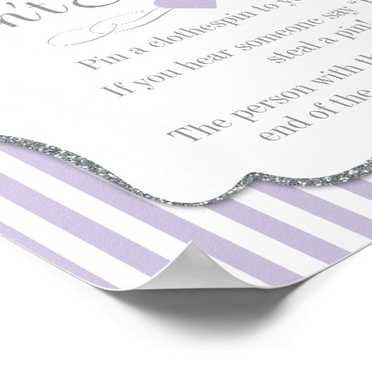 Zeg niet dat Baby shower game Lavender Lila grijs  Poster (Hoek)