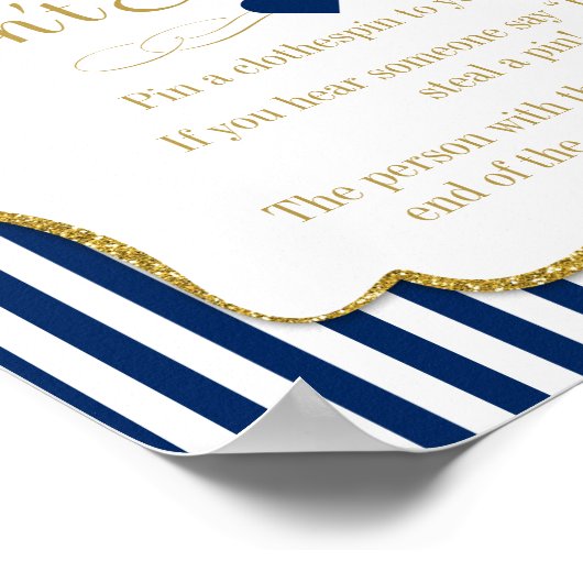 Zeg niet dat Baby shower marinier Blue Gold Baby B Poster (Hoek)