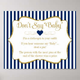 Zeg niet dat Baby shower marinier Blue Gold Baby B Poster