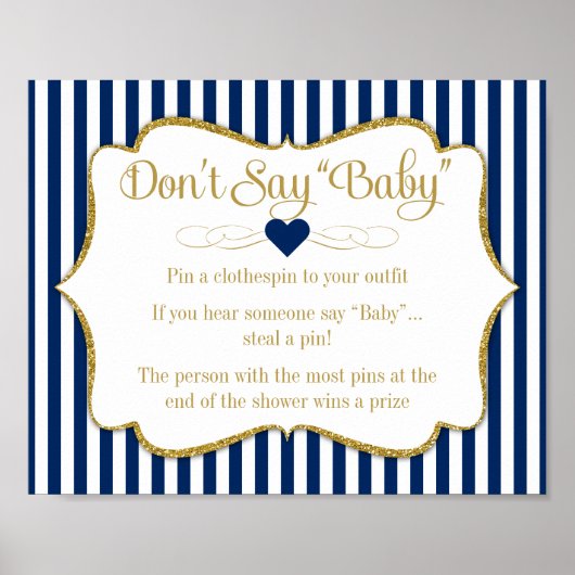 Zeg niet dat Baby shower marinier Blue Gold Baby B Poster (Voorkant)