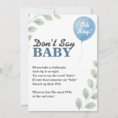 Zeg niet dat Baby shower spel ballon eucalyptus Kaart (Voorkant)
