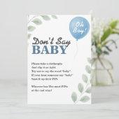 Zeg niet dat Baby shower spel ballon eucalyptus Kaart (Staand voorkant)