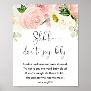 Zeg niet dat baby shower spellen roze gouden florz poster
