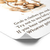 Zeg niet dat Baby teddybeer Baby shower spel Poster (Hoek)