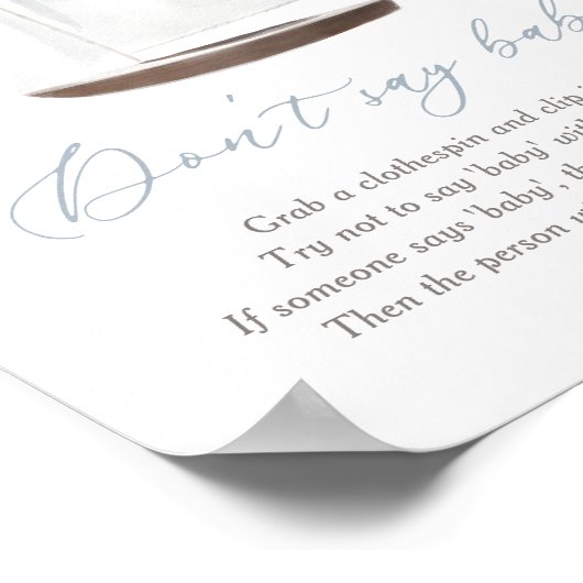 Zeg niet dat er een Baby Sign Nautical Sailboat Ba Poster (Hoek)