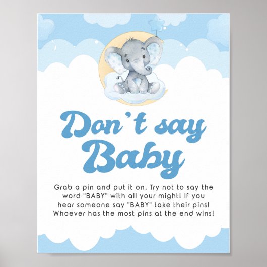 Zeg niet dat je een babyblauw Baby shower met een  Poster (Voorkant)