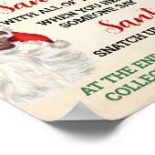 Zeg niet Santa Christmas Clothespin Game Sign Poster (Hoek)