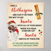 Zeg niet Santa Christmas Clothespin Game Sign Poster (Voorkant)