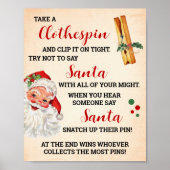 Zeg niet Santa Christmas Clothespin Game Sign Poster (Voorkant)