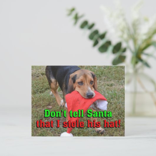 Zeg niet tegen de kerstman dat ik zijn Pet Beagle  Feestdagenkaart (Staand voorkant)
