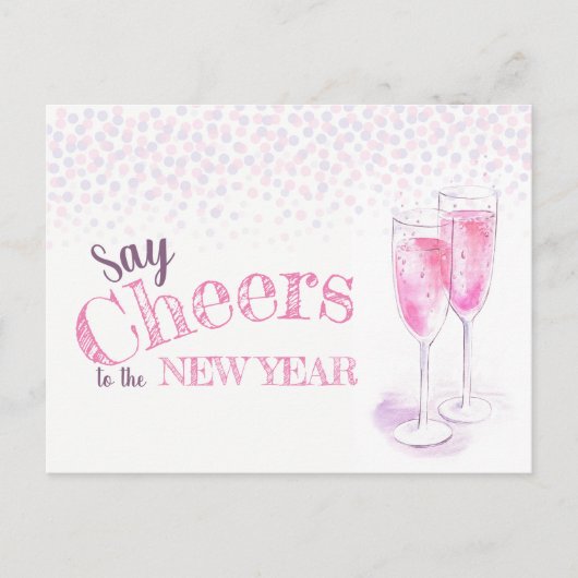 Zeg nieuwe jaren roze champagne-uitnodiging briefkaart (Voorkant)