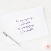 Zeg nooit onmogelijk ovale sticker (Envelop)
