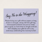 Zeg Nr aan de Wrapping Baby shower Lavender kaartj Visitekaartje (Voorkant)