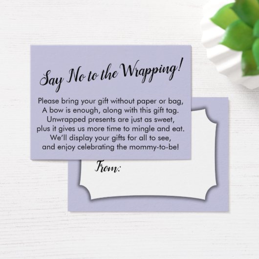Zeg Nr aan de Wrapping Baby shower Lavender kaartj Visitekaartje (Bureau)