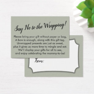 Zeg Nr. aan de Wrapping Baby shower Sage Cadeaukaa Visitekaartje