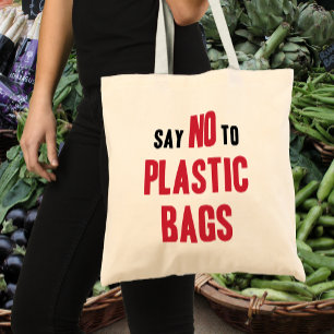 Zeg Nr. aan plastic zakken herbruikbaar Canvas Tote Bag